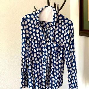 Maeve Strawberry Blue Burton Down Shirt Size 6